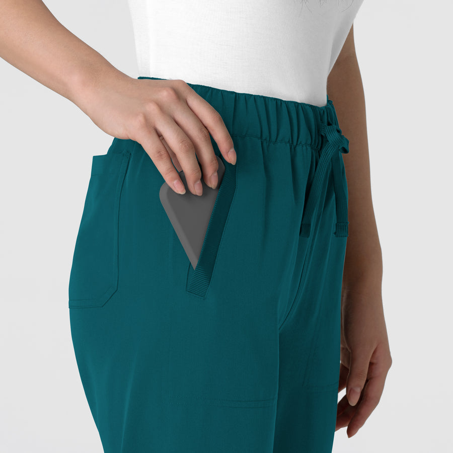 Nova Women's Stovepipe High-Low Hem Scrub Pant Caribbean side detail 2