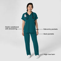 Nova Women's Stovepipe High-Low Hem Scrub Pant - Caribbean detail image