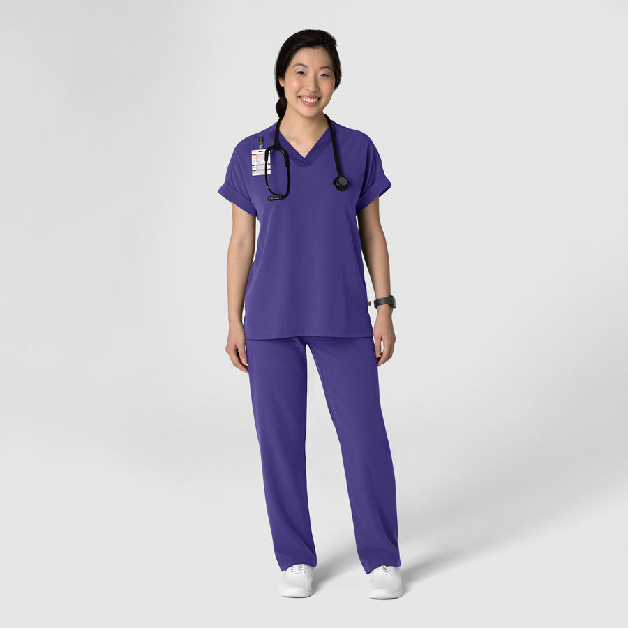 Nova Women's Stovepipe High-Low Hem Scrub Pant Grape full scrub set