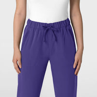 Nova Women's Stovepipe High-Low Hem Scrub Pant Grape front detail