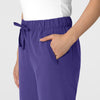 Nova Women's Stovepipe High-Low Hem Scrub Pant Grape side detail 1
