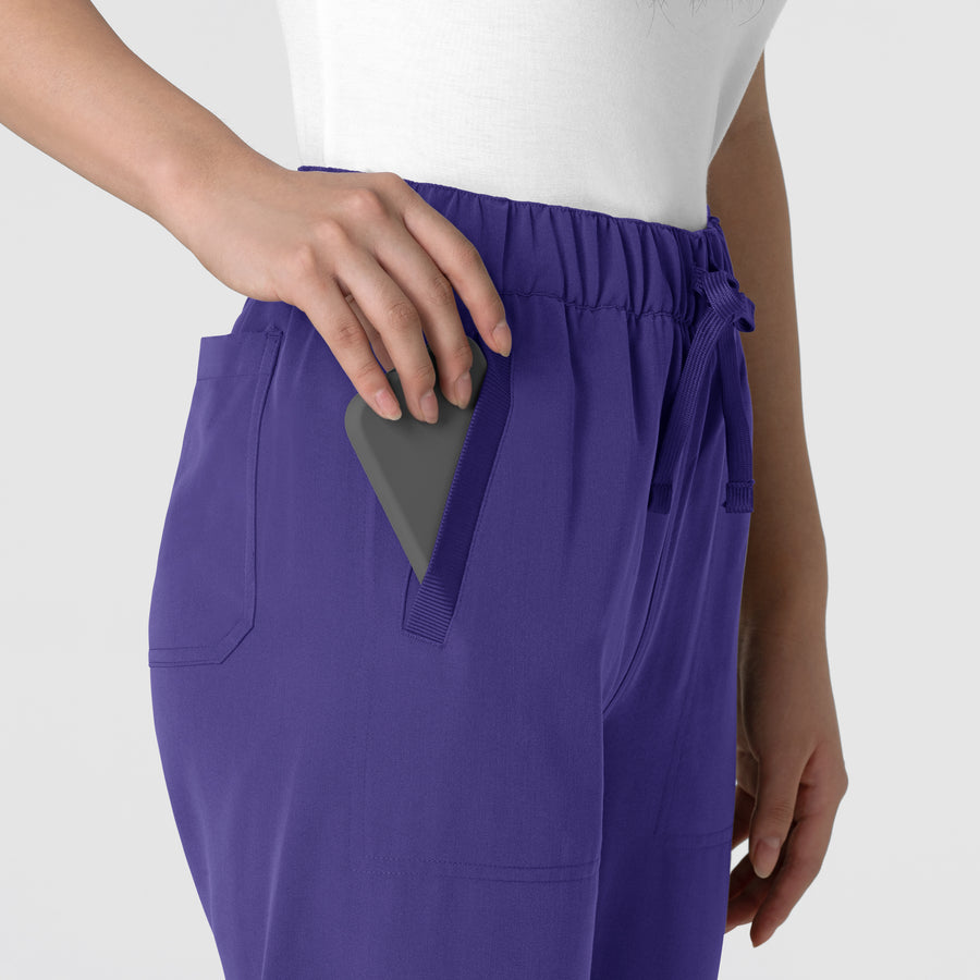 Nova Women's Stovepipe High-Low Hem Scrub Pant Grape side detail 2