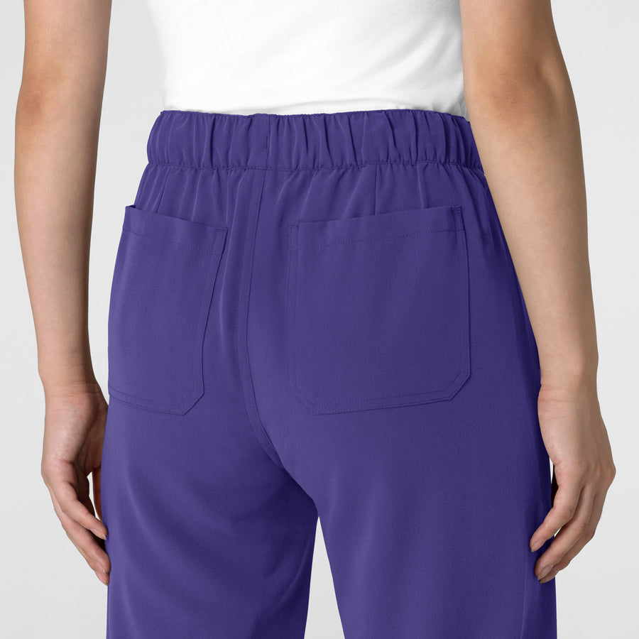 Nova Women's Stovepipe High-Low Hem Scrub Pant Grape hemline detail