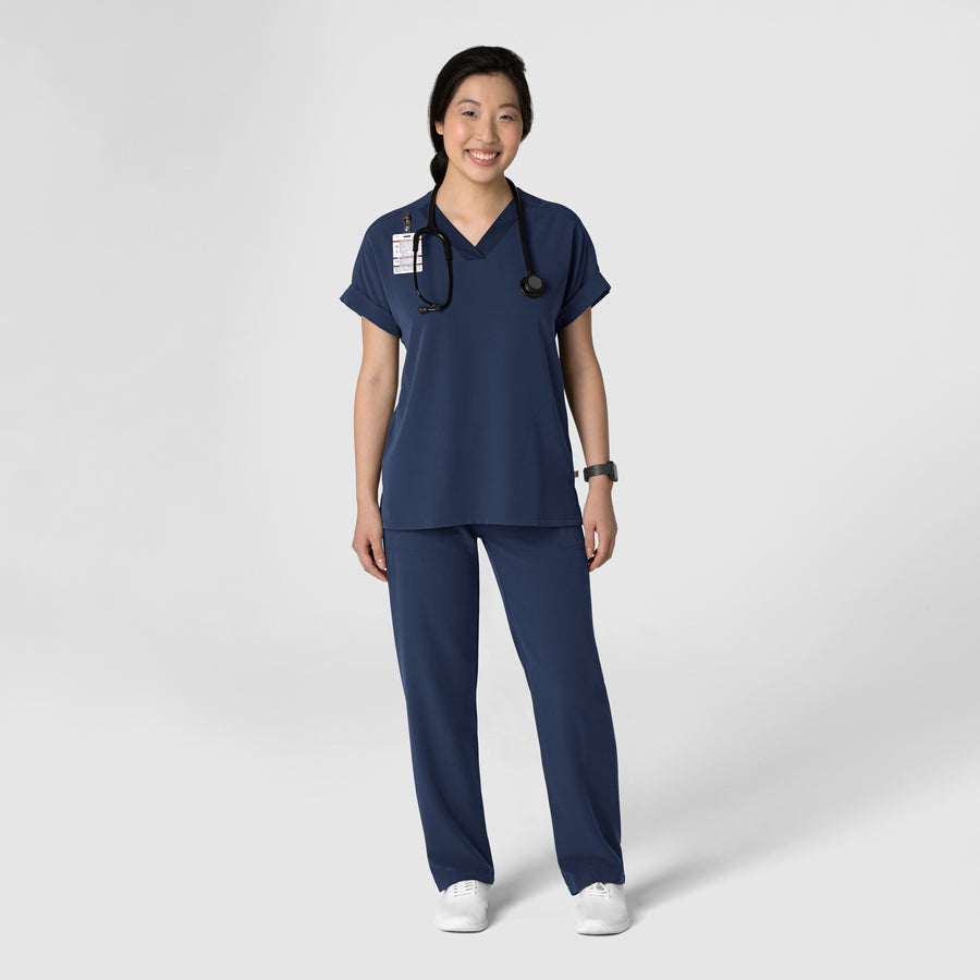 Nova Women's Stovepipe High-Low Hem Scrub Pant Navy full scrub set