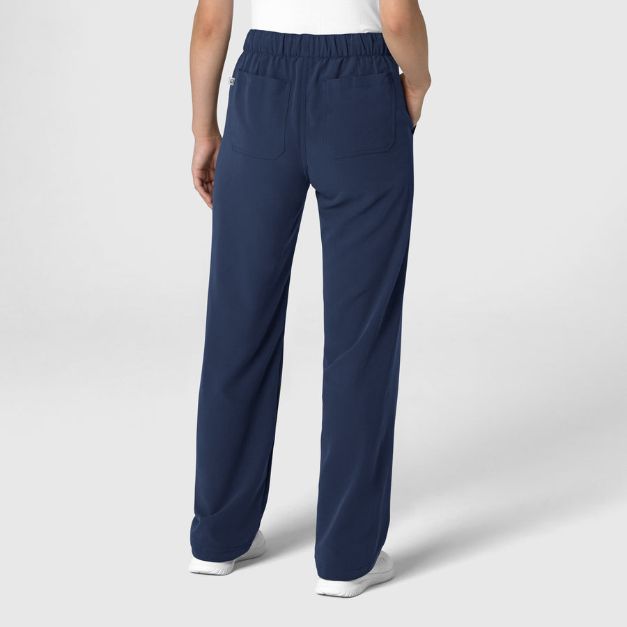 Nova Women's Stovepipe High-Low Hem Scrub Pant Navy back view