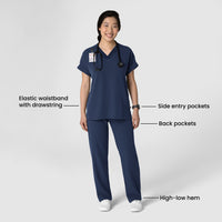Nova Women's Stovepipe High-Low Hem Scrub Pant - Navy blue scrub set