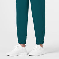 RENEW Women's Jogger Scrub Pant Caribbean Blue hemline detail