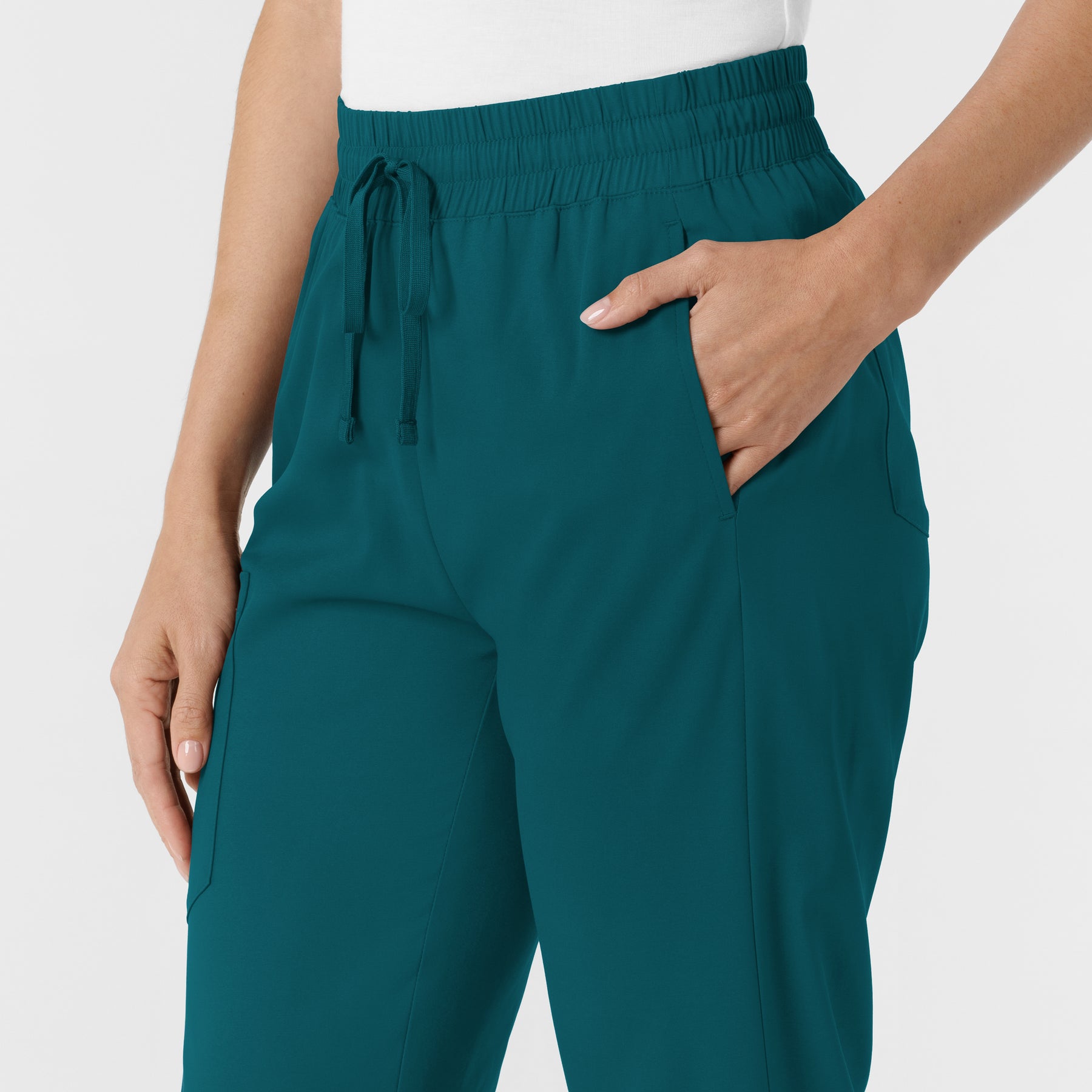 Boundless Women's Bootcut Scrub Pant Caribbean hemline detail