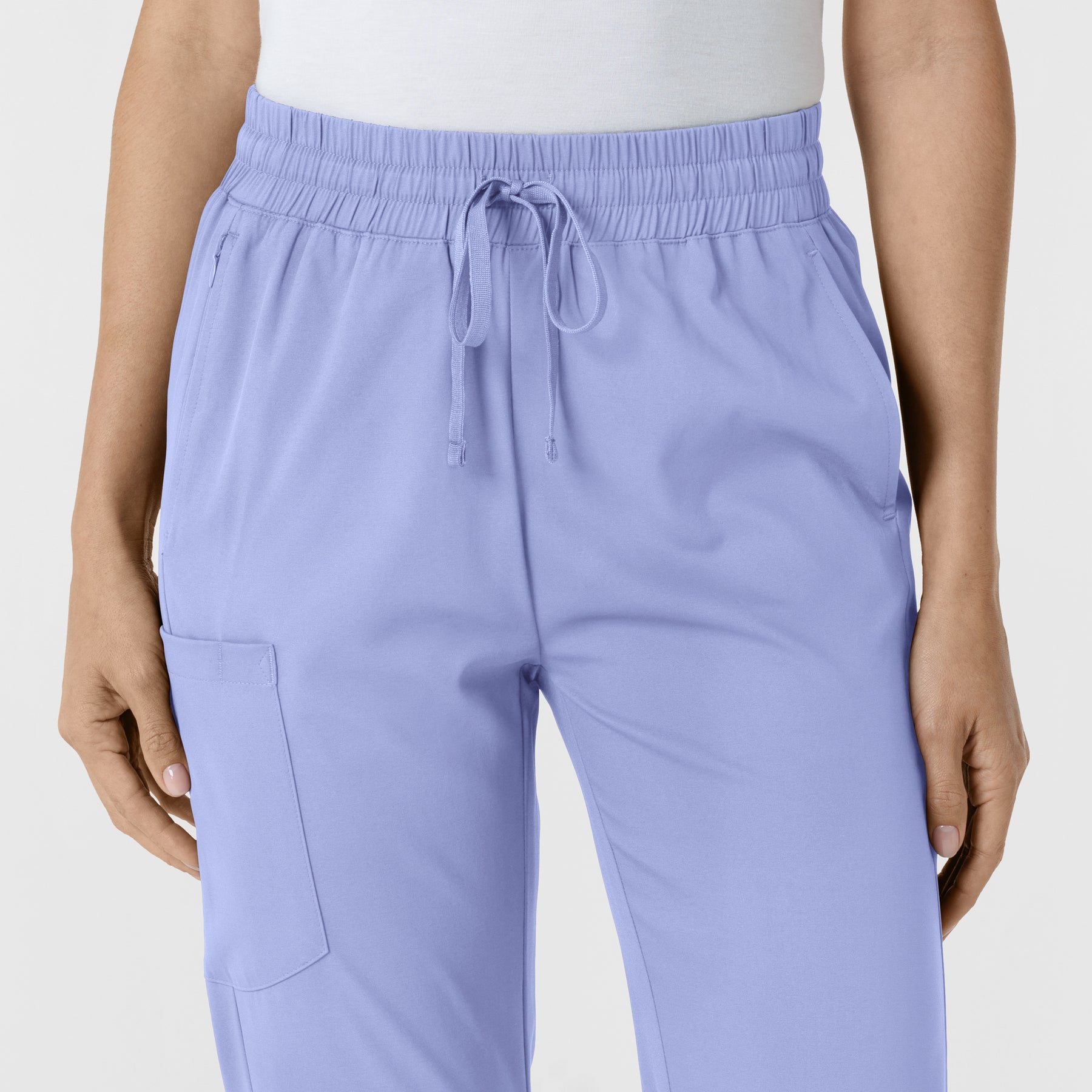 Boundless Women's Bootcut Scrub Pant Ceil Blue front detail