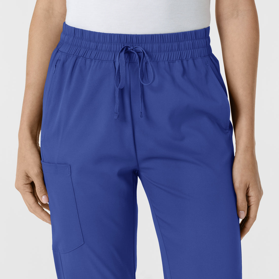 Boundless Women's Bootcut Scrub Pant Galaxy Blue front detail