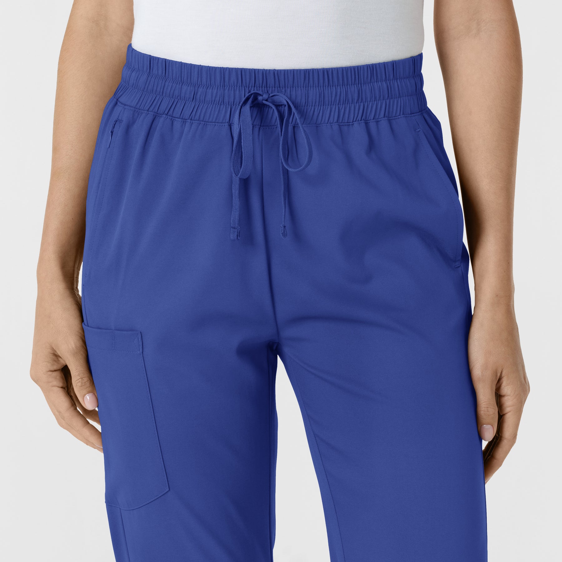 Boundless Women's Bootcut Scrub Pant Galaxy Blue front detail