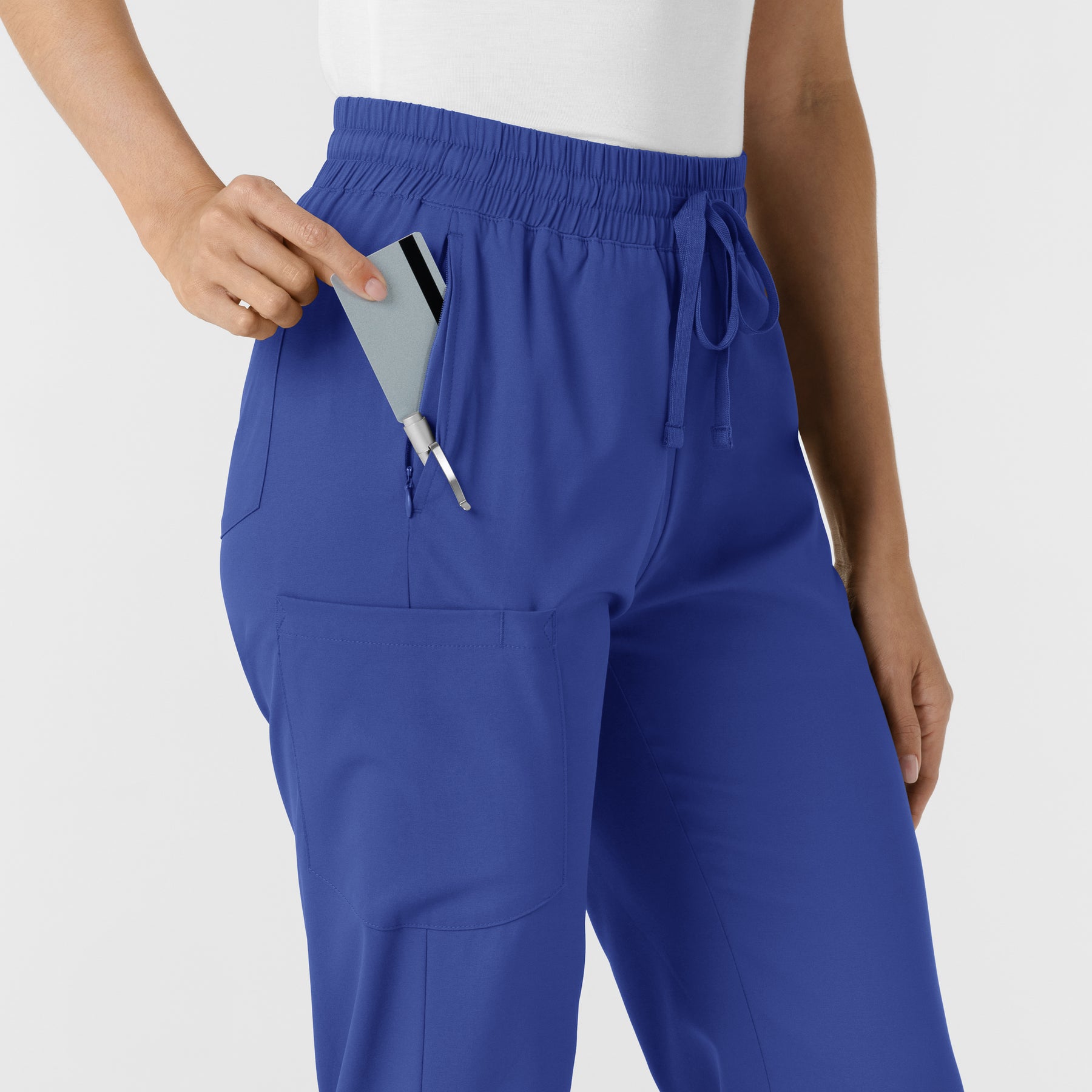 Boundless Women's Bootcut Scrub Pant Galaxy Blue side detail 1