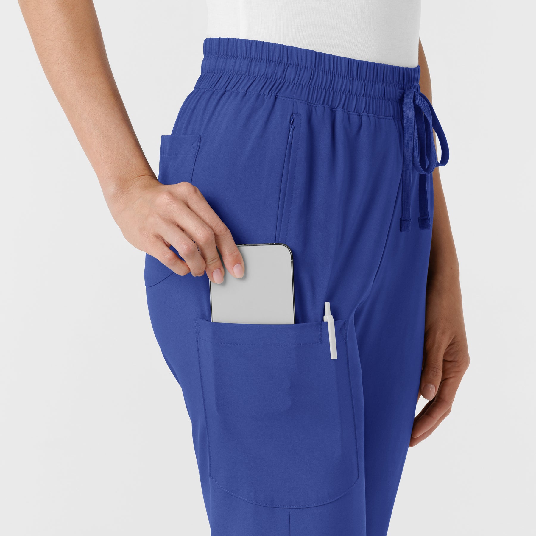 Boundless Women's Bootcut Scrub Pant Galaxy Blue side detail 2