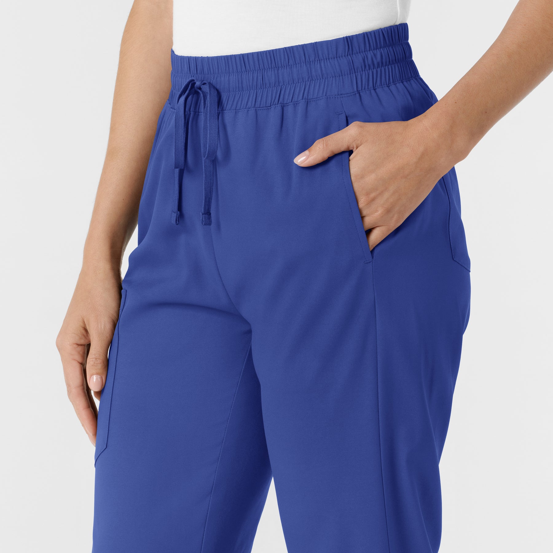 Boundless Women's Bootcut Scrub Pant Galaxy Blue hemline detail