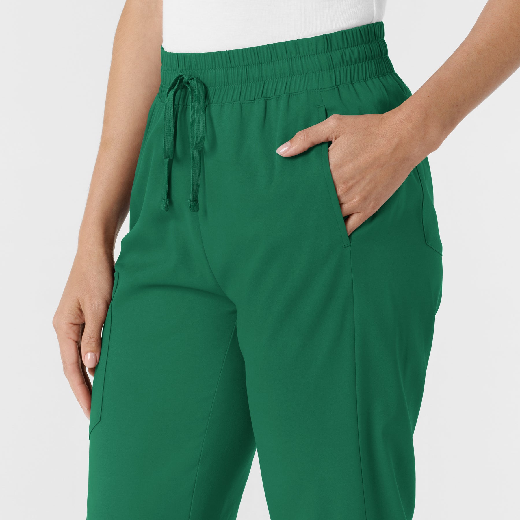 Boundless Women's Bootcut Scrub Pant Hunter hemline detail