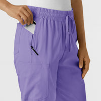 Boundless Women's Bootcut Scrub Pant Iris Purple hemline detail