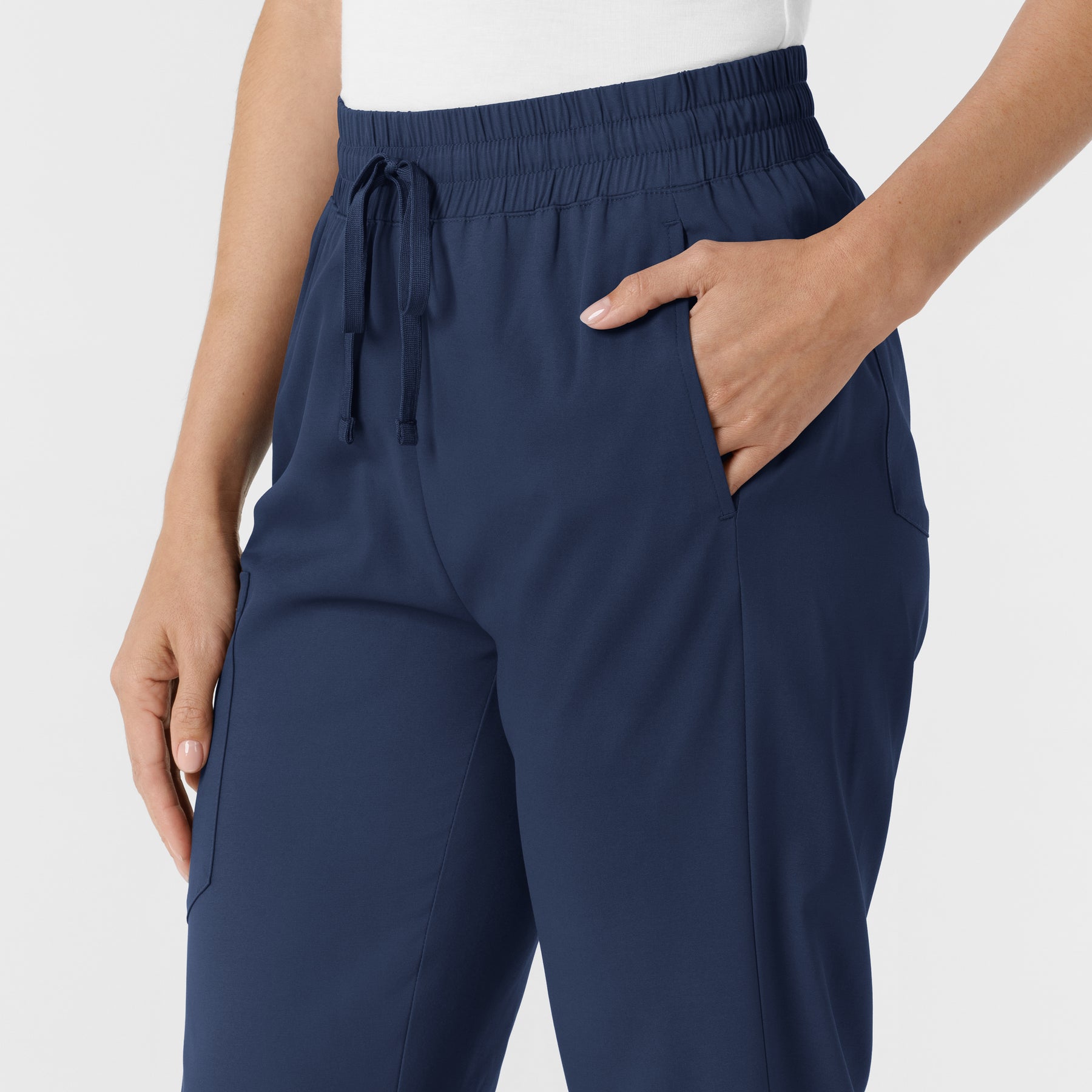Boundless Women's Bootcut Scrub Pant Navy hemline detail
