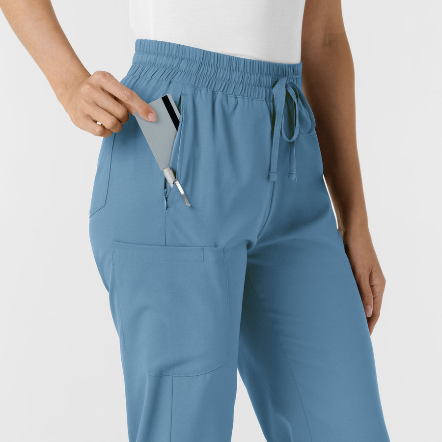 Boundless Women's Bootcut Scrub Pant Pacific Blue side detail 1