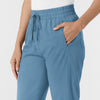 Boundless Women's Bootcut Scrub Pant Pacific Blue hemline detail