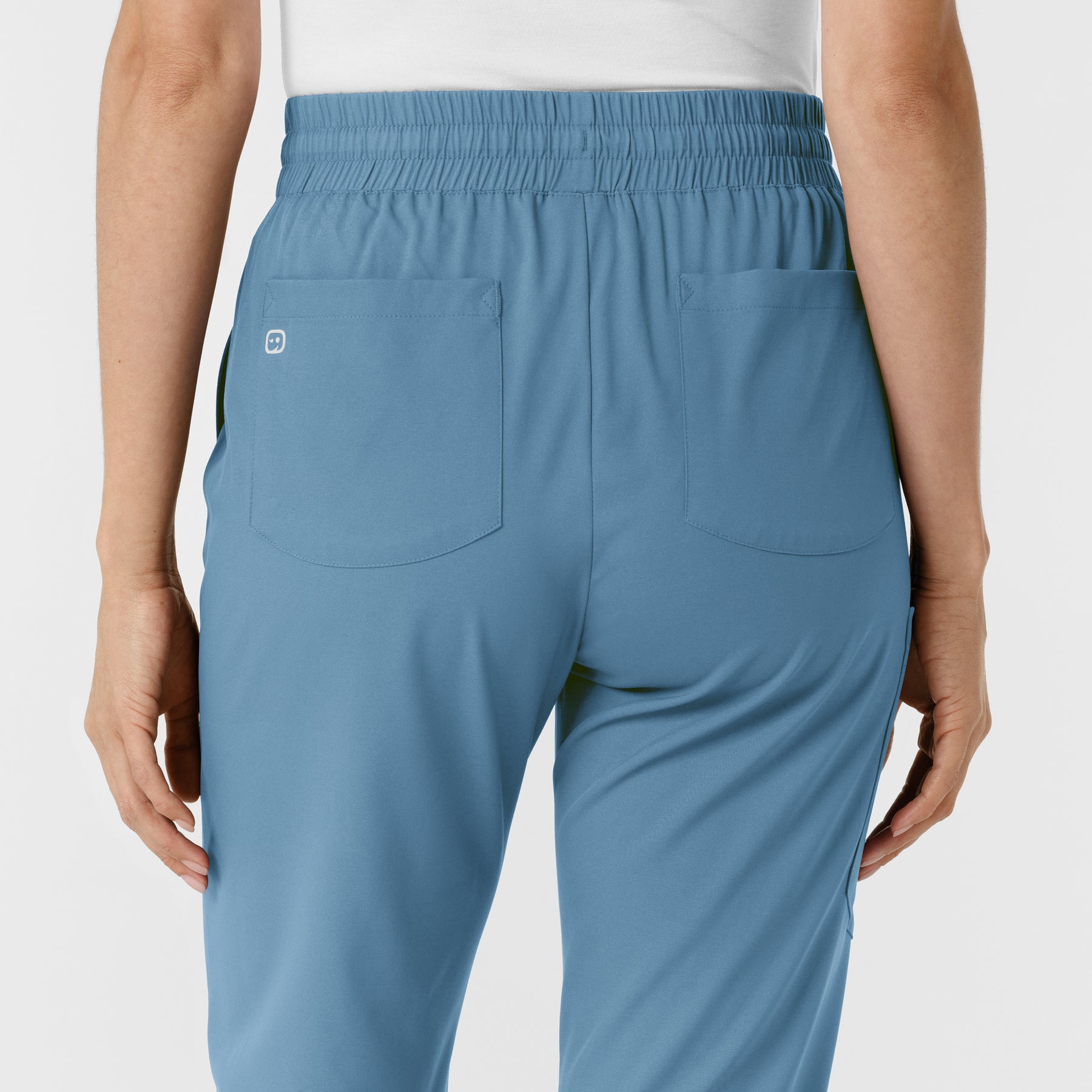 Boundless Women's Bootcut Scrub Pant Pacific Blue back detail