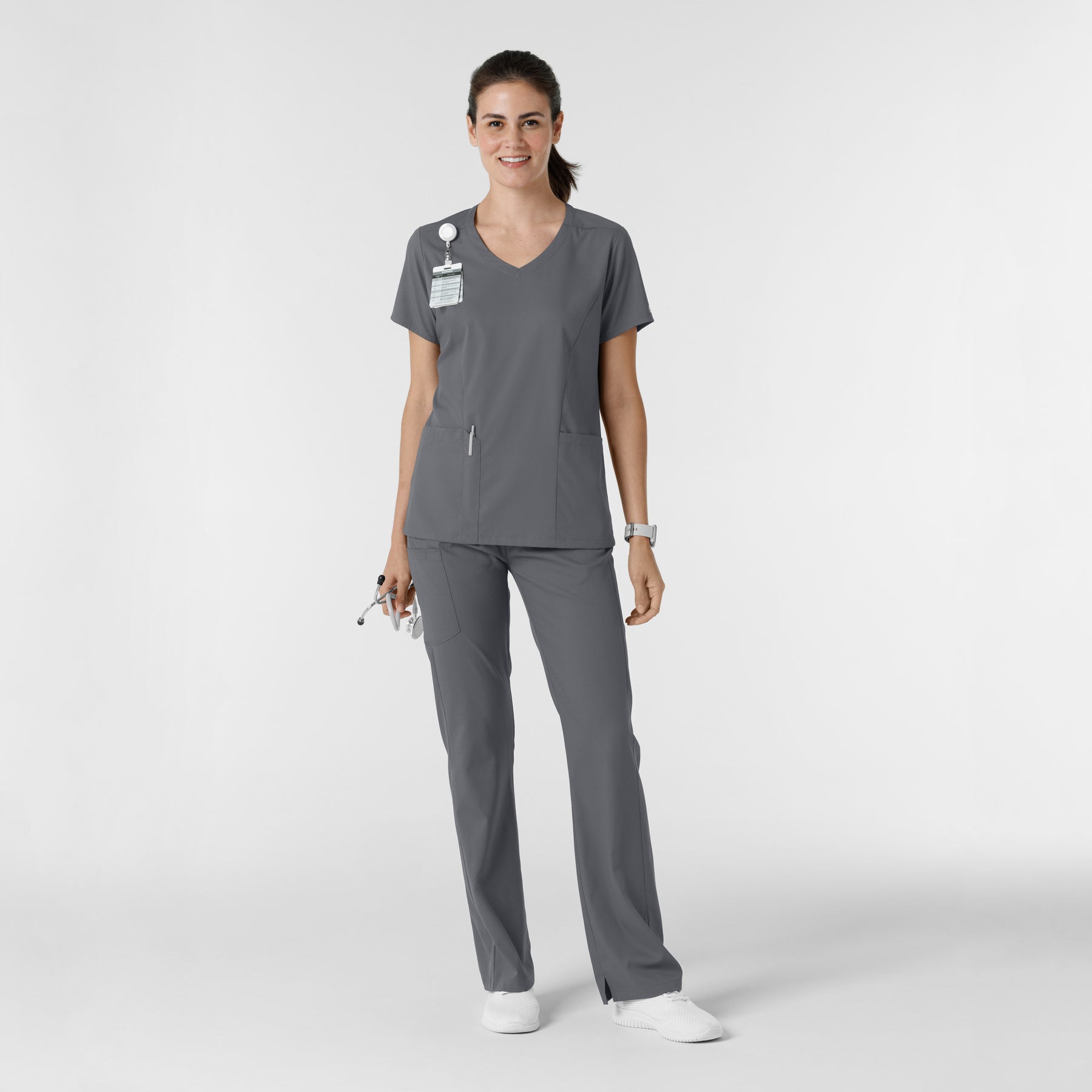 Boundless Women's Bootcut Scrub Pant Pewter full scrub set