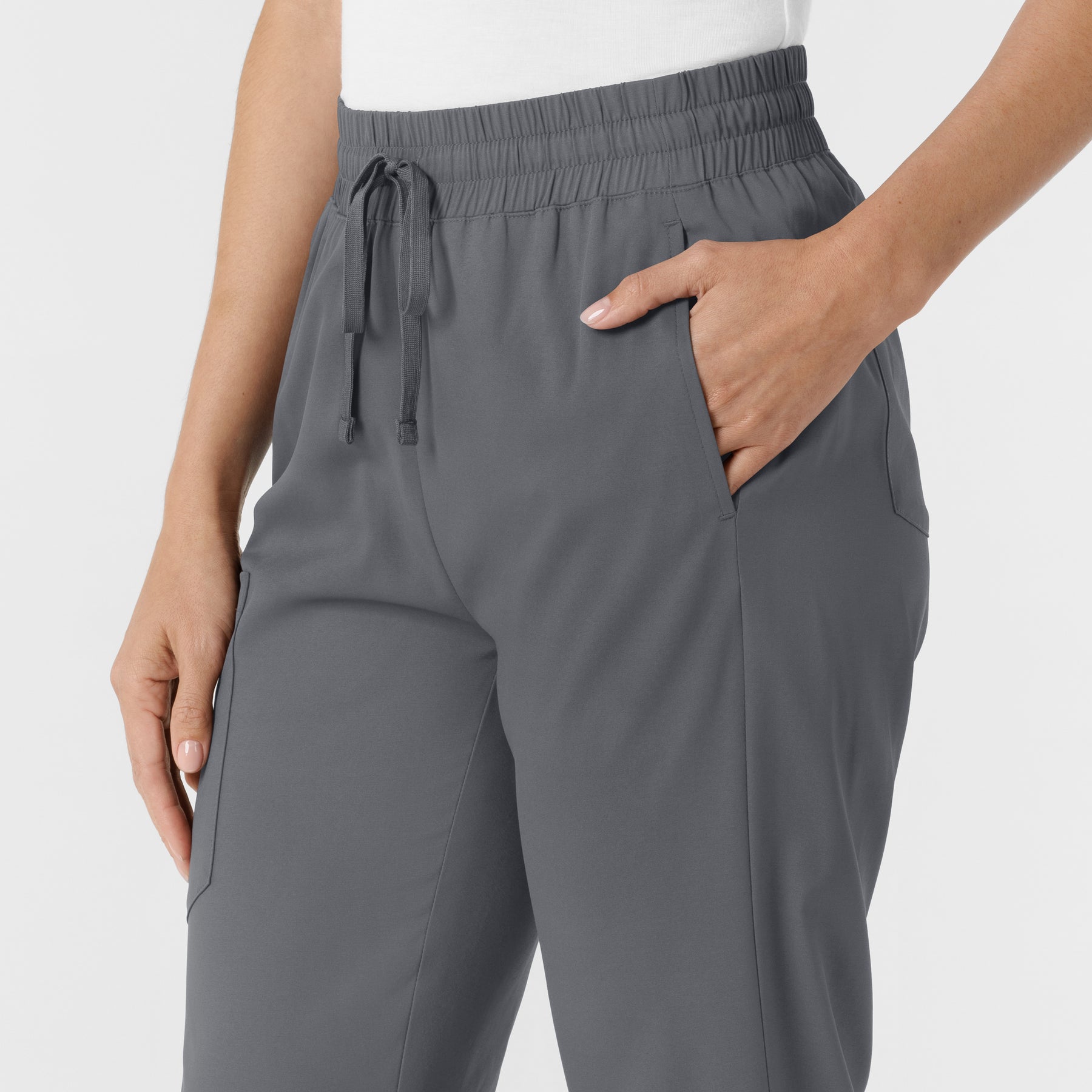 Boundless Women's Bootcut Scrub Pant Pewter hemline detail