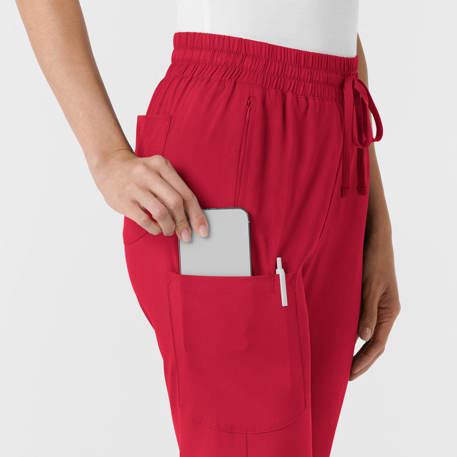 Boundless Women's Bootcut Scrub Pant Red side detail 2