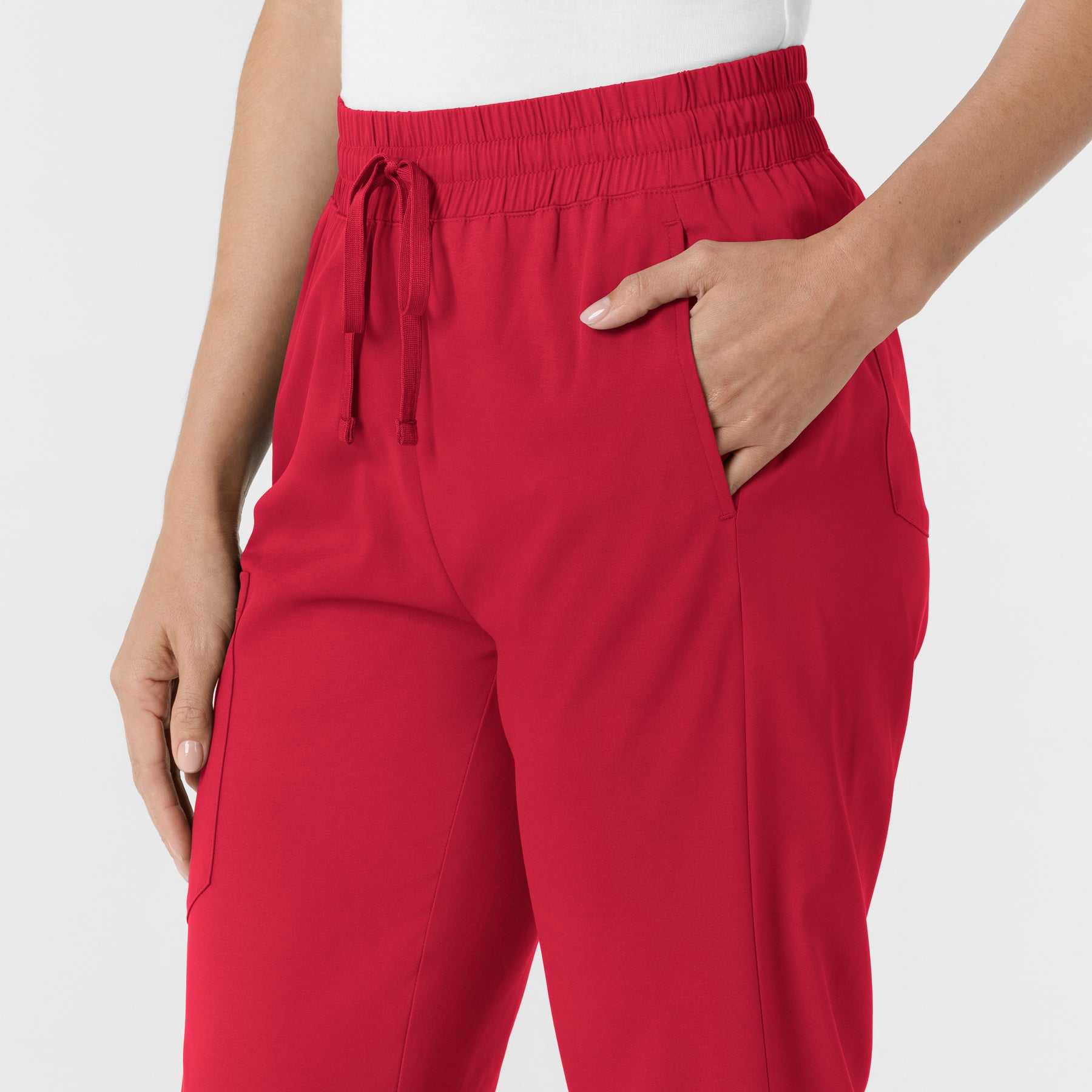 Boundless Women's Bootcut Scrub Pant Red hemline detail