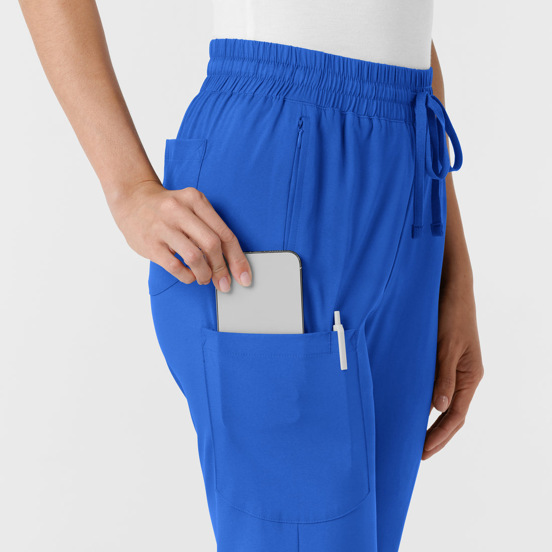 Boundless Women's Bootcut Scrub Pant Royal side detail 2
