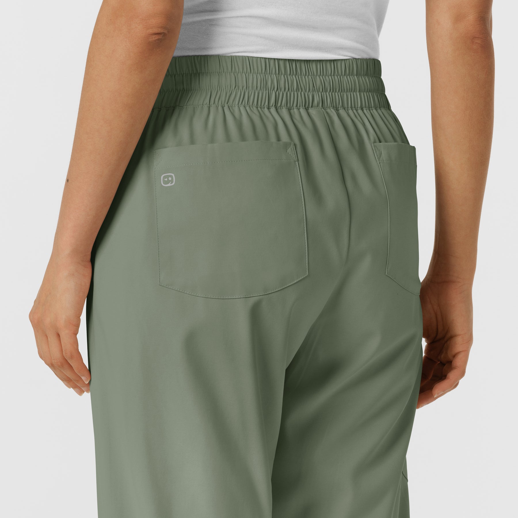 Boundless Women's Bootcut Scrub Pant Sage side detail 1