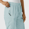 Boundless Women's Bootcut Scrub Pant Sky Blue hemline detail