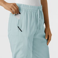 Boundless Women's Bootcut Scrub Pant Sky Blue hemline detail