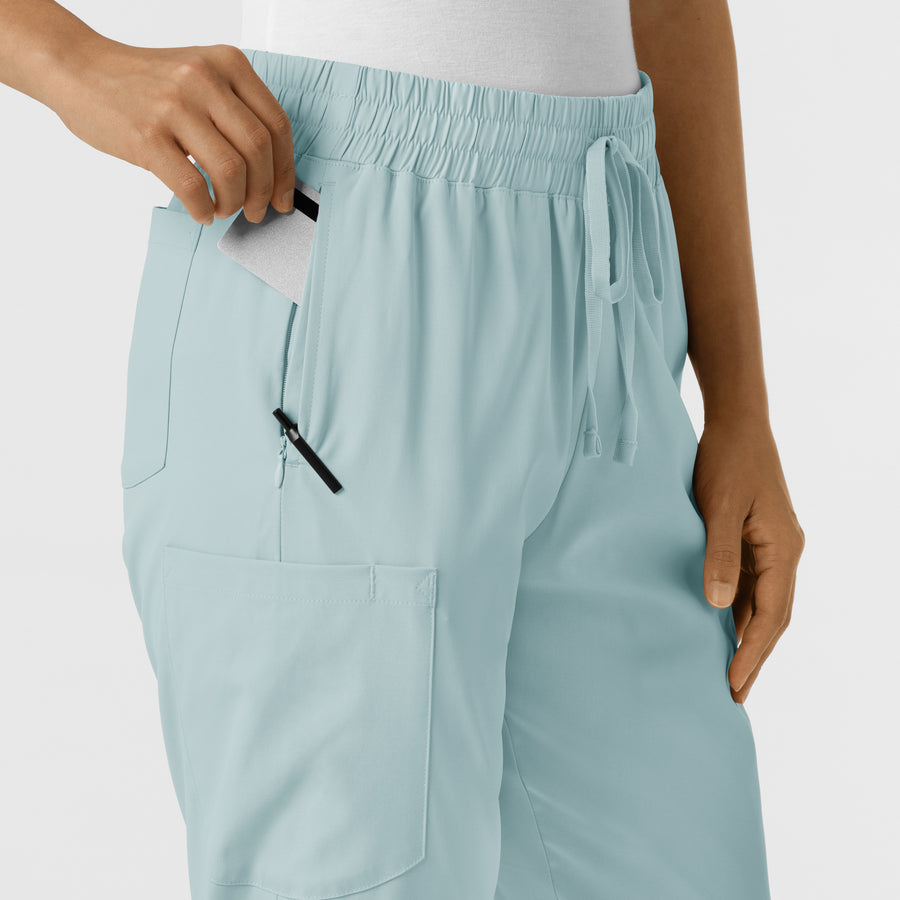 Boundless Women's Bootcut Scrub Pant Sky Blue hemline detail