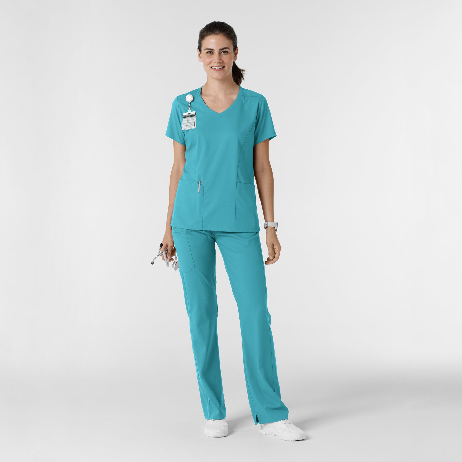 Boundless Women's Bootcut Scrub Pant Teal full scrub set