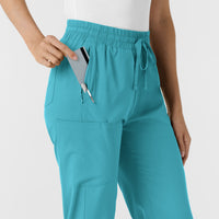 Boundless Women's Bootcut Scrub Pant Teal side detail 1