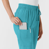 Boundless Women's Bootcut Scrub Pant Teal side detail 2