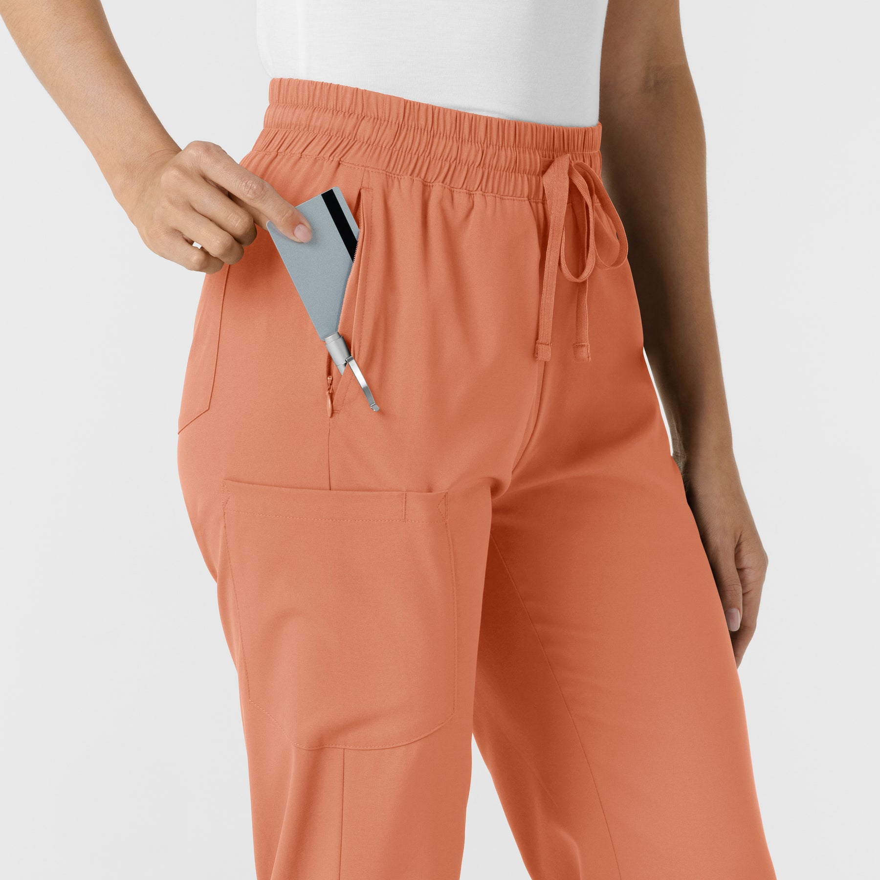 Boundless Women's Bootcut Scrub Pant Terracotta side detail 1