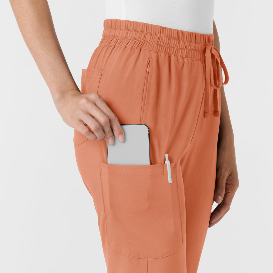 Boundless Women's Bootcut Scrub Pant Terracotta side detail 2