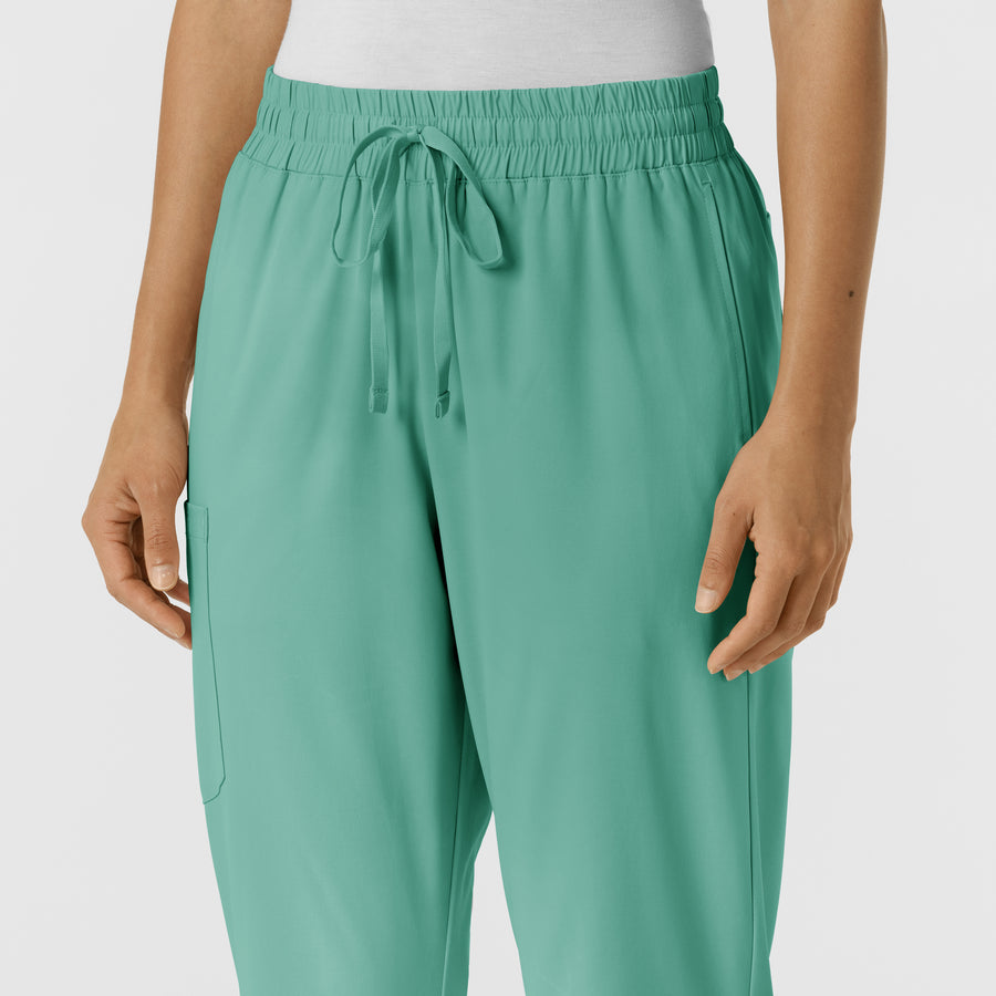 Boundless Women's Bootcut Scrub Pant Turquoise front detail