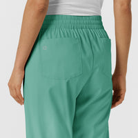 Boundless Women's Bootcut Scrub Pant Turquoise side detail 1