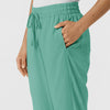 Boundless Women's Bootcut Scrub Pant Turquoise side detail 2