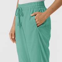 Boundless Women's Bootcut Scrub Pant Turquoise side detail 2