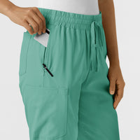 Boundless Women's Bootcut Scrub Pant Turquoise hemline detail