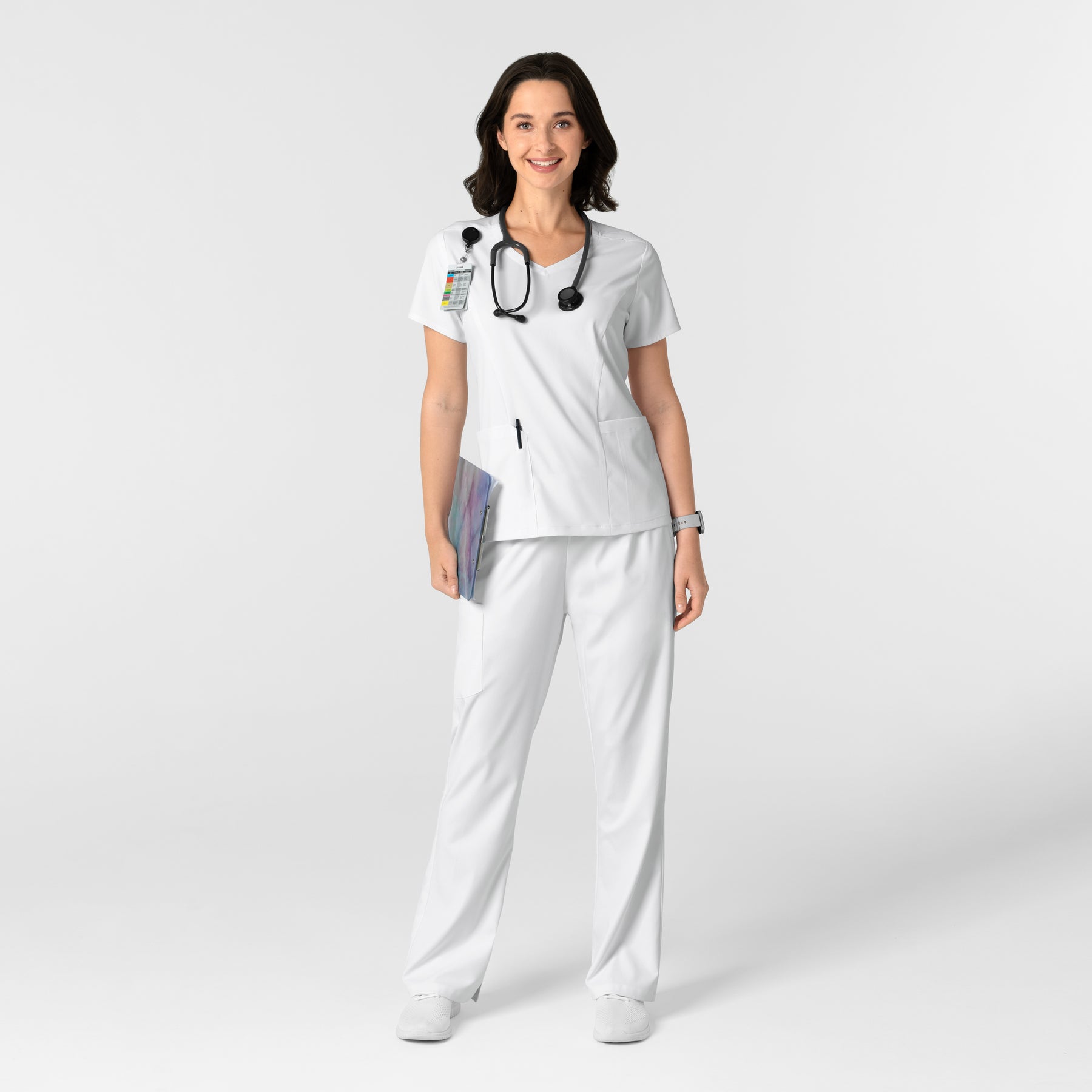 Boundless Women's Bootcut Scrub Pant White full scrub set