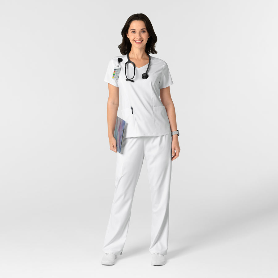 Boundless Women's Bootcut Scrub Pant White full scrub set