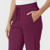 Boundless Women's Bootcut Scrub Pant Wine hemline detail