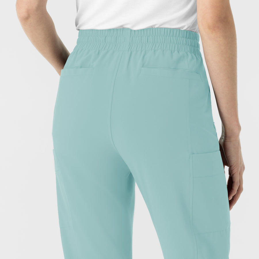 RENEW Women’s High Waist Tapered Scrub Pant Coastal Blue back detail