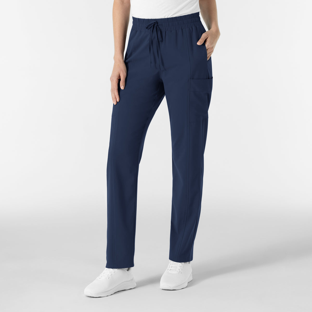 RENEW Women’s High Waist Tapered Scrub Pant Navy side view