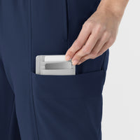 RENEW Women’s High Waist Tapered Scrub Pant Navy side detail 2