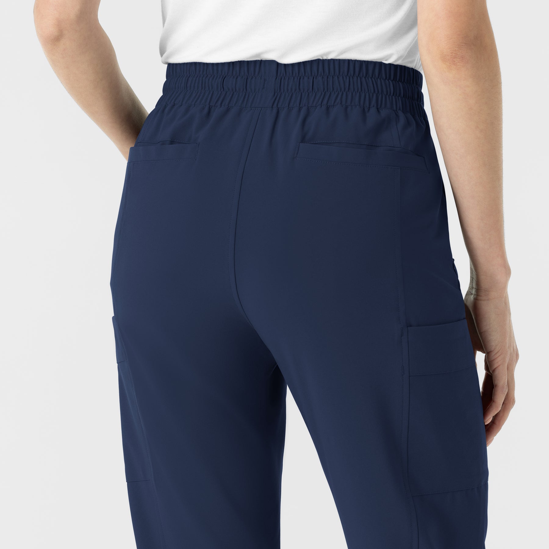 RENEW Women’s High Waist Tapered Scrub Pant Navy back detail
